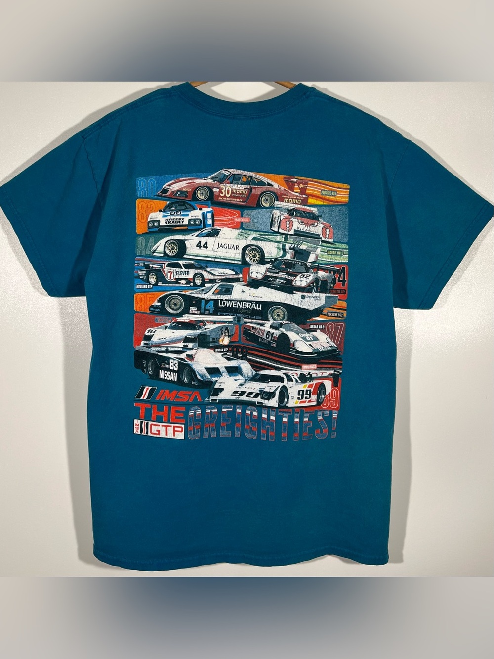 IMSA The Greighties Grand Touring Prototype (GTP) 1980s Racing Cars T Shirt Sz L